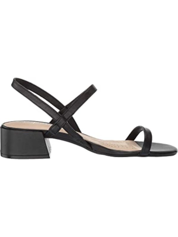 KENNETH COLE Womens Black Comfort Maisie Square Toe Block Heel Slip On Leather Slingback Sandal Online