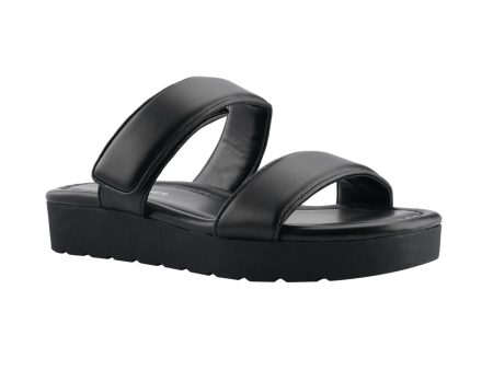 MARC FISHER Womens Black Double Strap Cushioned Kina Round Toe Sandals Shoes M Online Hot Sale