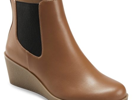 AEROSOLES Womens Beige Pull Tab Stretch Gore Panel Comfort Brandi Round Toe Wedge Zip-Up Booties M For Discount