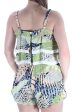 MINKPINK Womens Green Leafs Spaghetti Strap Square Neck Cropped Romper Supply