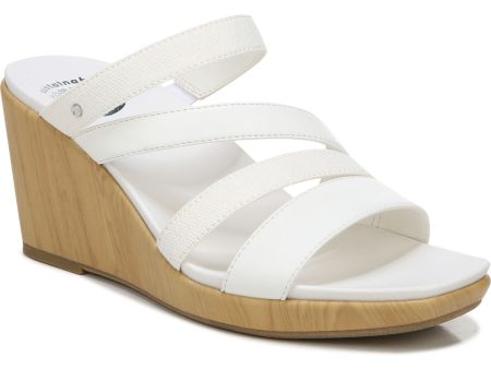 DR SCHOLLS Womens White 1 Platform Comfort Goring Strappy Giggle Square Toe Wedge Slip On Heeled M Online Hot Sale