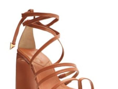 SCHUTZ Womens Brown Wrapping Ankle Tie Padded Goring Strappy Leaf Pointed Toe Lace-Up Leather Heeled B Hot on Sale