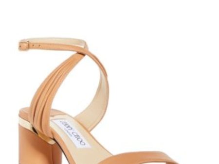 JIMMY CHOO Womens Beige Ankle Strap Ruched Adjustable Jago Square Toe Buckle Leather Dress Heeled Online