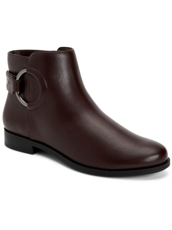 ALFANI Womens Maroon O-Ring Detail Cushioned Round Toe Stacked Heel Zip-Up Booties M Online now