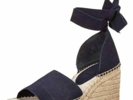 SPLENDID Womens Navy Beef Rolled Padded Ankle Strap Malissa Round Toe Wedge Lace-Up Leather Dress Espadrille Shoes Cheap