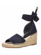 SPLENDID Womens Navy Beef Rolled Padded Ankle Strap Malissa Round Toe Wedge Lace-Up Leather Dress Espadrille Shoes Cheap