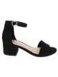 SUGAR Womens Black Smooth Ankle Strap Cushioned Noelle Round Toe Block Heel Buckle Dress Sandals Shoes on Sale