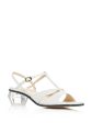 MARC JACOBS Womens White Adjustable Padded T-Strap Strappy The Gem Square Toe Sculpted Heel Buckle Leather Dress Slingback Sandal Online