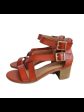 SUN STONE Womens Brown Strappy Open Toe Block Heel Buckle Sandals Shoes M Discount