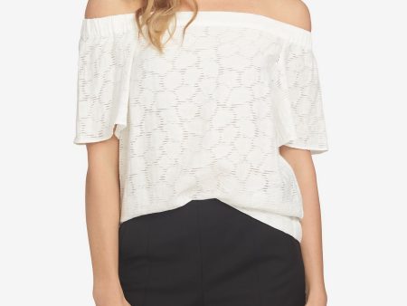 1. STATE Womens White Short Sleeve Off Shoulder Top Online Hot Sale