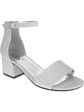 SUGAR Womens Silver Scalloped Insole Ankle Strap Glitter Noelle Round Toe Block Heel Buckle Dress Sandals Shoes M Fashion