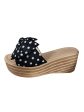 SHOW AOERDA Womens Black Polka Dot 1  Platform Padded Round Toe Wedge Slip On Sandals Shoes Online Sale