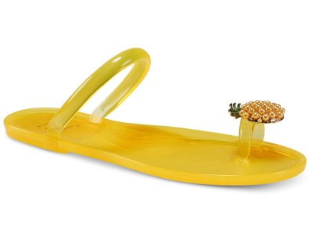 INC Womens Yellow Jelly Toe Ring Pineapple Detail Embellished Strappy Loren Round Toe Slip On Sandals Shoes M Cheap