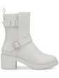 ALFANI Womens White Buckle Accent Chantal Round Toe Block Heel Heeled Boots M Online Sale