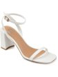 JOURNEE COLLECTION Womens White Padded Ankle Strap Chasity Open Toe Block Heel Buckle Dress Heeled Discount