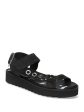 ALLSAINTS Womens Black 1 2  Platform Padded Grommet Accents Logo Buckle Accent Rhianne Round Toe Wedge Leather Slingback Sandal For Cheap