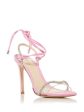 SCHUTZ Womens Pink Mixed Media Ankle Wrap Ties Embellished Padded Cath Round Toe Stiletto Lace-Up Heeled B For Discount