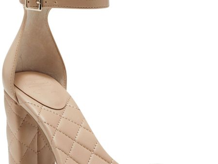 INC Womens Beige Padded Quilted Transparent Adjustable Strap Ankle Strap Lexini Square Toe Block Heel Buckle Heeled M Discount