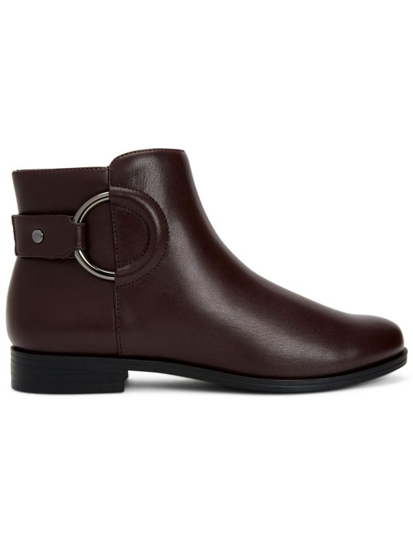 ALFANI Womens Maroon O-Ring Detail Cushioned Round Toe Stacked Heel Zip-Up Booties M Online now