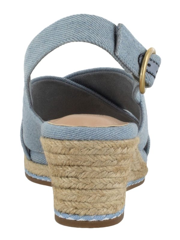 BELLA VITA Womens Blue Adjustable Strap Cushioned Nadette Ii Round Toe Wedge Buckle Espadrille Shoes N on Sale