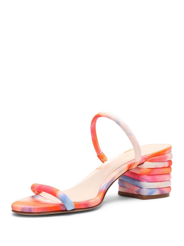 SCHUTZ Womens Orange Tie Dye Comfort Kyra Round Toe Block Heel Slip On Leather Heeled B Online now