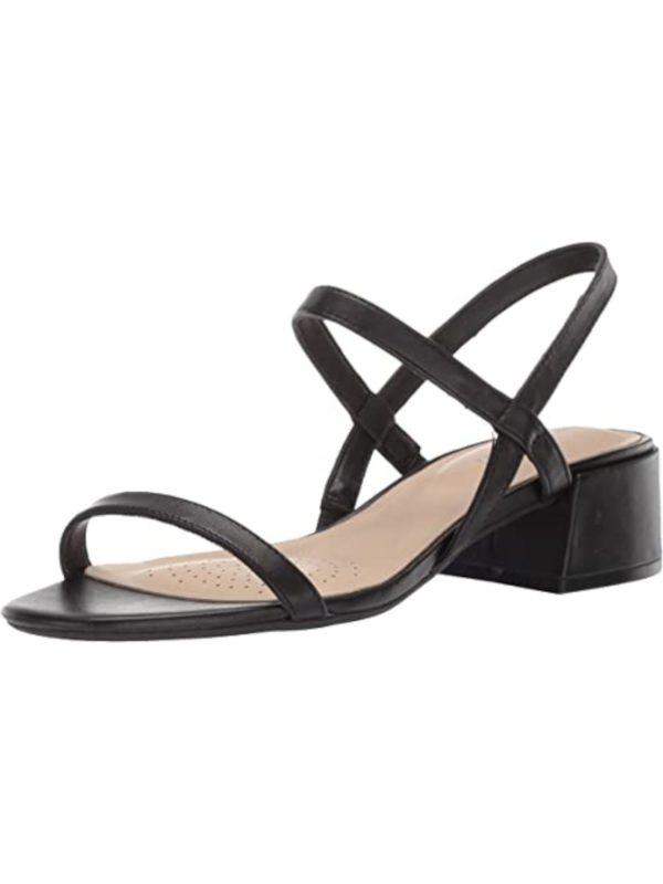 KENNETH COLE Womens Black Comfort Maisie Square Toe Block Heel Slip On Leather Slingback Sandal Online