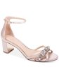 JEWEL BADGLEY MISCHKA Womens Pink Adjustable Ankle Strap Embellished Perforated Giona Round Toe Block Heel Buckle Dress Slingback Sandal M Online Sale