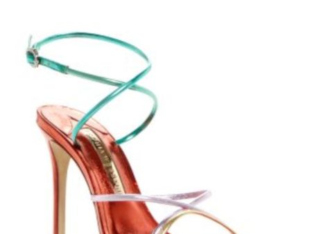 SOPHIA WEBSTER Womens Red Color Block Padded Metallic Ankle Strap Strappy Rosalia Square Toe Stiletto Buckle Leather Dress Heeled on Sale