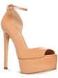 STEVE MADDEN Womens Beige Dorsay 1-1 2  Platform Ankle Strap Padded Affair Round Toe Stiletto Buckle Heeled M Sale