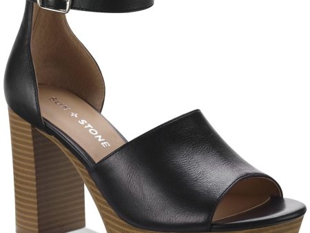 SUN STONE Womens Black 1-1 2  Platform Adjustable Ankle Strap Maisiee Round Toe Block Heel Buckle Dress Heeled M Sale