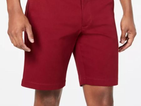 CLUBROOM Mens Burgundy Flat Front, Regular Fit Stretch Shorts Online Hot Sale