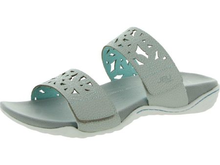 JBU SPORT Womens Gray Adjustable Wildflower Round Toe Wedge Slide Sandals Shoes M Online