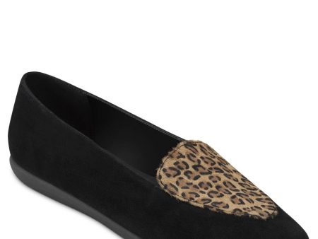 AEROSOLES Womens Black Animal Print Val Pointed Toe Slip On Loafers Shoes M Online now