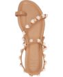 INC Womens Beige 1 2 Heel Pearls Toe-Loop Padded Embellished Jayden Round Toe Block Heel Slip On Slingback Sandal M Online