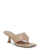 MARC FISHER Womens Beige Padded Cici Square Toe Kitten Heel Slip On Leather Thong Sandals Shoes M Online Hot Sale