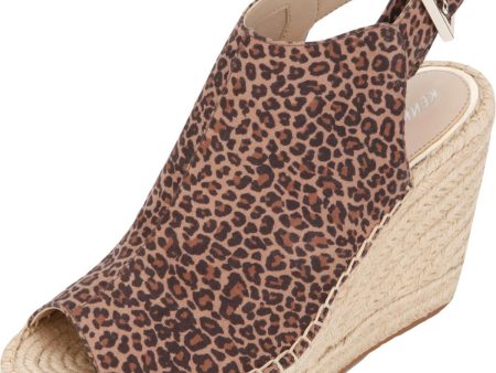 KENNETH COLE NEW YORK Womens Beige Leopard Print Padded Olivia Peep Toe Wedge Buckle Espadrille Shoes Supply