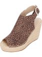 KENNETH COLE NEW YORK Womens Beige Leopard Print Padded Olivia Peep Toe Wedge Buckle Espadrille Shoes Supply