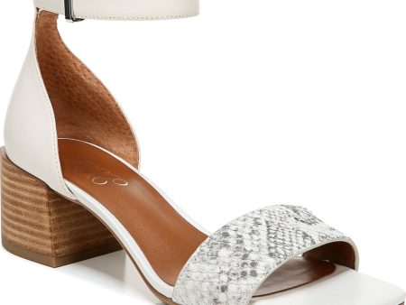 FRANCO SARTO Womens White Snake Print Ankle Strap Merryl 2 Square Toe Block Heel Leather Dress Sandals Shoes M Discount