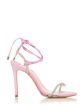 SCHUTZ Womens Pink Mixed Media Ankle Wrap Ties Embellished Padded Cath Round Toe Stiletto Lace-Up Heeled B For Discount