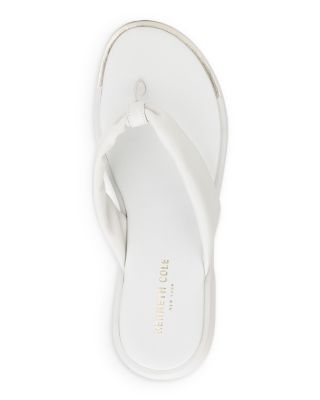 KENNETH COLE Womens White Flatform Gold-Toe Rand On Toe Pu Cushioned Comfort Athens Slip On Leather Thong Sandals Shoes M Fashion