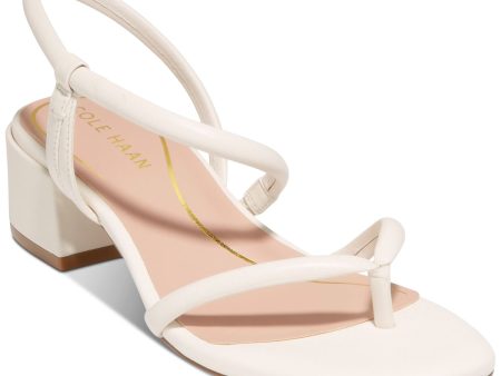 COLE HAAN Womens Ivory Cushioned Arch Support Asymmetrical Calli Round Toe Flare Slip On Leather Dress Thong Sandals Shoes B on Sale