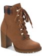 SUN STONE Womens Brown Zipper Accent Cushioned Octavia Round Toe Block Heel Lace-Up Hiking Boots M Discount