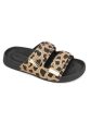 KENNETH COLE Womens Black Animal Print Adjustable Strap Comfort Nova Round Toe Wedge Slip On Leather Slide Sandals Shoes M Online