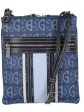 GIANI BERNINI Women s Navy Dasher Logo Polyester Center Stripes Adjustable Strap Crossbody Handbag Purse Online Sale