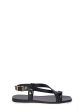 ALLSAINTS Womens Black Toe Loop Studded Asymmetrical Eden Square Toe Buckle Leather Sandals Shoes Online Sale