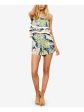 MINKPINK Womens Green Leafs Spaghetti Strap Square Neck Cropped Romper Supply