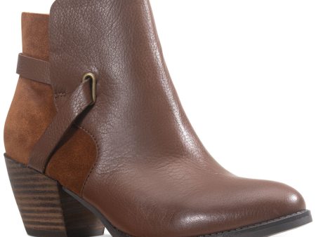 AMERICAN RAG Womens Brown Strappy Comfort Ashlyn Round Toe Block Heel Zip-Up Leather Booties M Online Sale