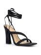 NY COLLECTION Womens Black Ankle Tie Padded Asymmetrical Ines Square Toe Block Heel Lace-Up Heeled Hot on Sale