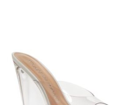 STUART WEITZMAN Womens Clear Translucent Padded Tia Square Toe Wedge Slip On Dress Heeled B For Cheap