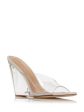 STUART WEITZMAN Womens Clear Translucent Padded Tia Square Toe Wedge Slip On Dress Heeled B For Cheap